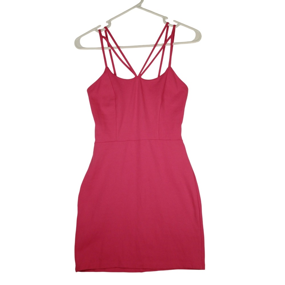 Charlotte Russe Dark Pink Crisscross‎ Strap Bodycon Mini Dress XS